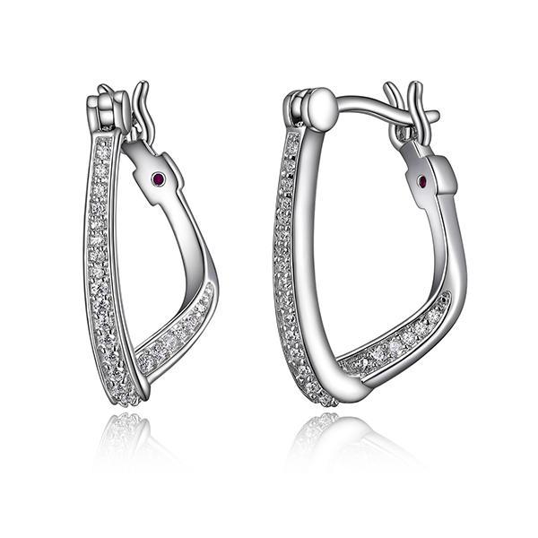 ER2LCBN00-W Sterling Silver SINTALLION 18mm Cubic Zirconia Hoop Earrings