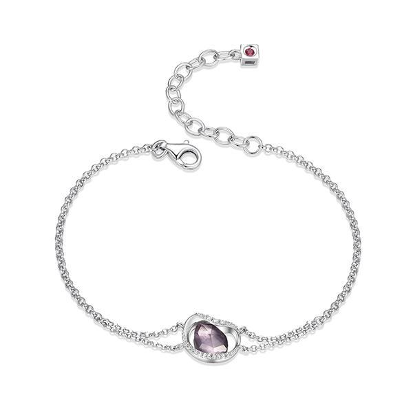 BR1LAP6G-W-6.5 Treasure Cubic Zirconia and Amethyst Oval Stone Bracelet Size 6.5