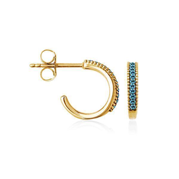 CJ Steelx "December" Blue Topaz Crystal Huggie Hoop Earrings - Light Blue