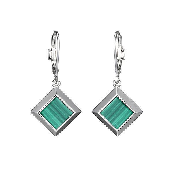 ER2LCE230-W Sterling Silver NEFER Malachite Drop Earrings