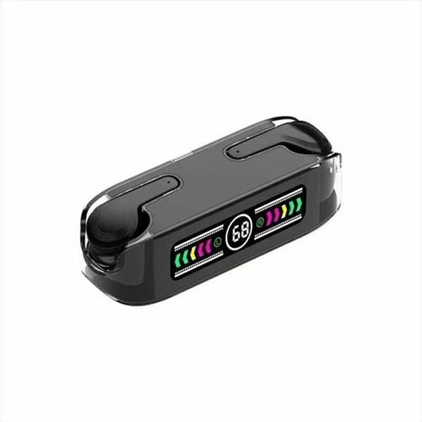 Crystal Clear Transparent Shell Design TWS Bluetooth Earbuds Premium Sound Quality With Battery Display KIM12Max for Universal Cell Phone And Bluetooth Device - Black