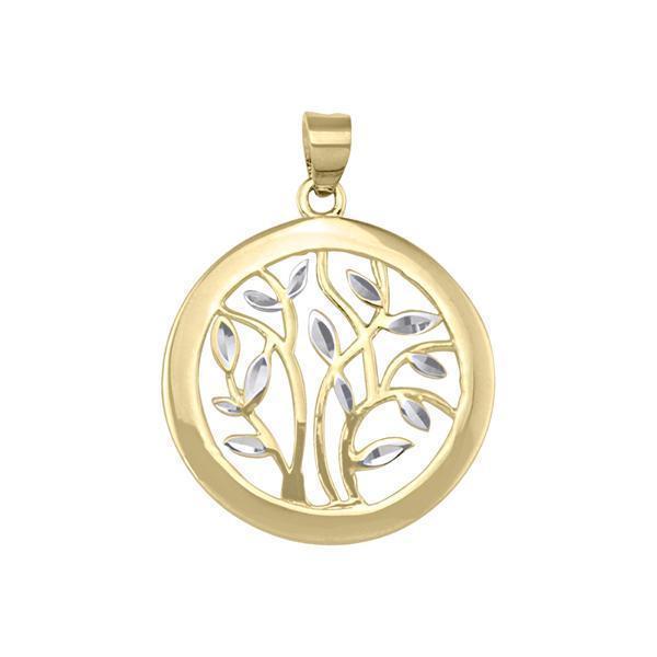 10K Gold and Silver Trees Pendant