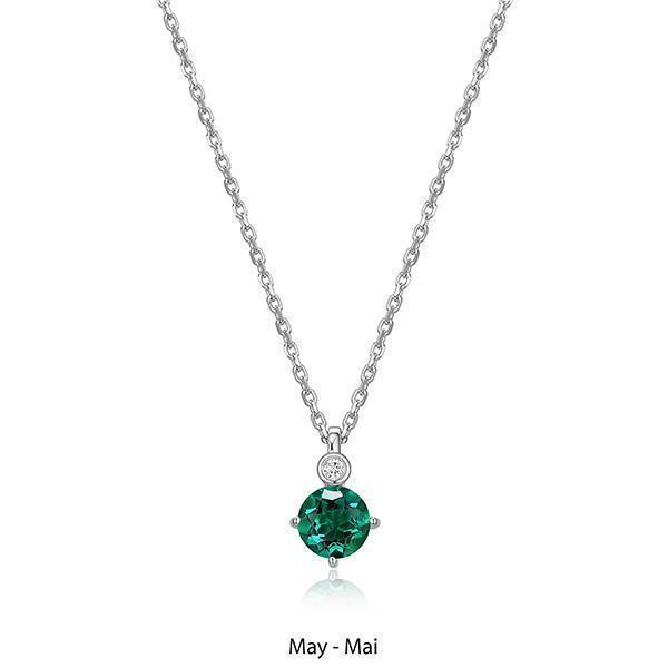 NR0LBUX-MAY "Birthstone" May (Emerald) and Lab Grown Diamond Necklace