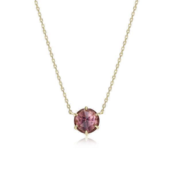 Fleur De Vie 8mm Round Genuine Brazil Amethyst Necklace - Gold