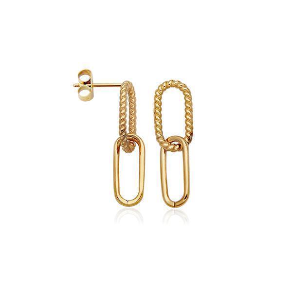 CJ STEELX Twisted Paperclip Link Earrings - Gold