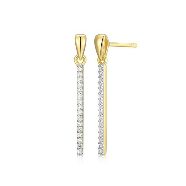 CJ Monte sterling silver lab­-created diamond long bar drop earrings