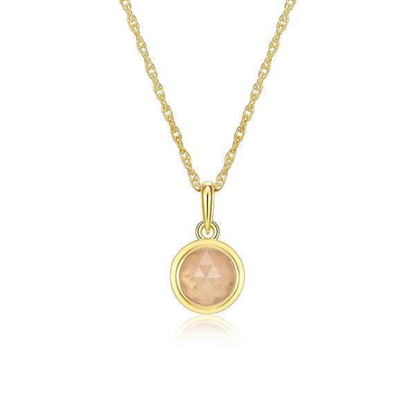 Celebration Gems 6mm Genuine Dyed Pink Quartzite North Star OCT Birthstone Necklace - Gold