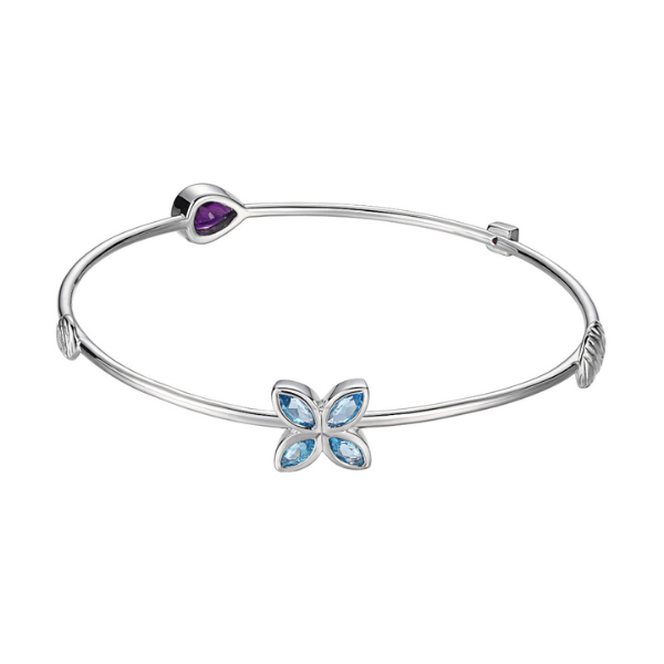 BR1LA1Z1-W-8 Bliss African Amethyst and Topaz Bangle Bracelet Size 8