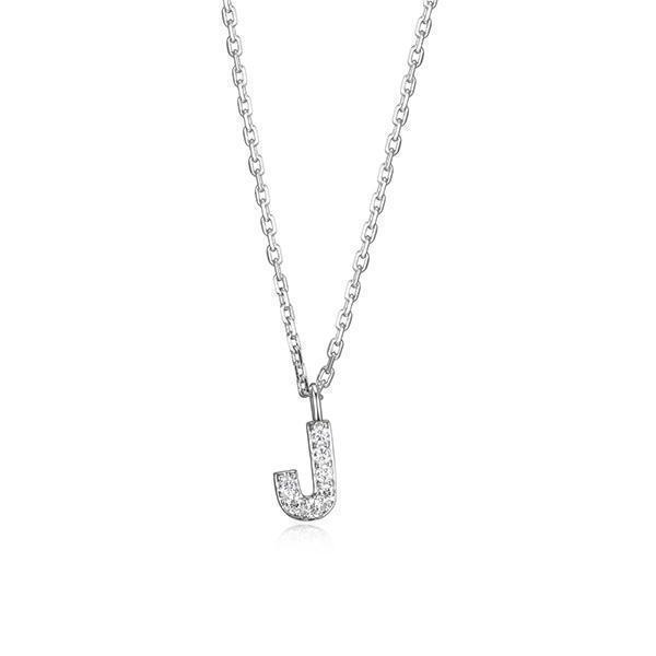 Diamondlite Cubic Zirconia Mini Initial J Necklace - Silver