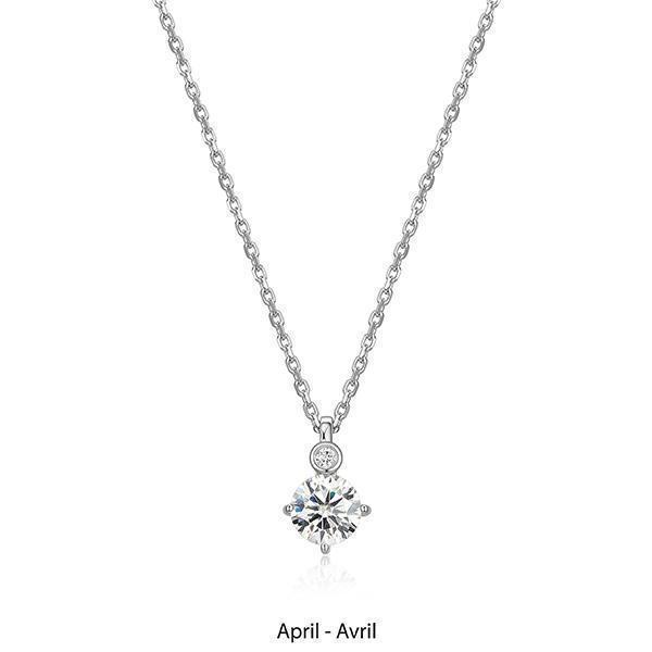 NR0LBUX-APR "Birthstone" April (Moissanite) and Lab Grown Diamond Necklace