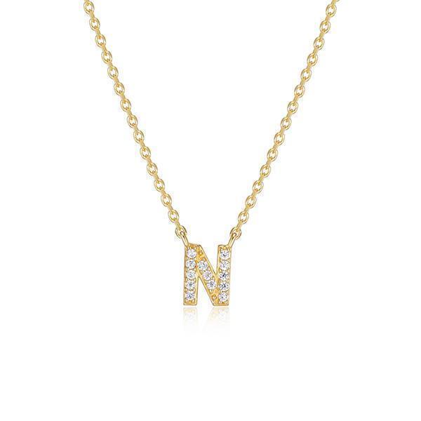Diamondlite Cubic Zirconia Mini Initial N Necklace - Gold