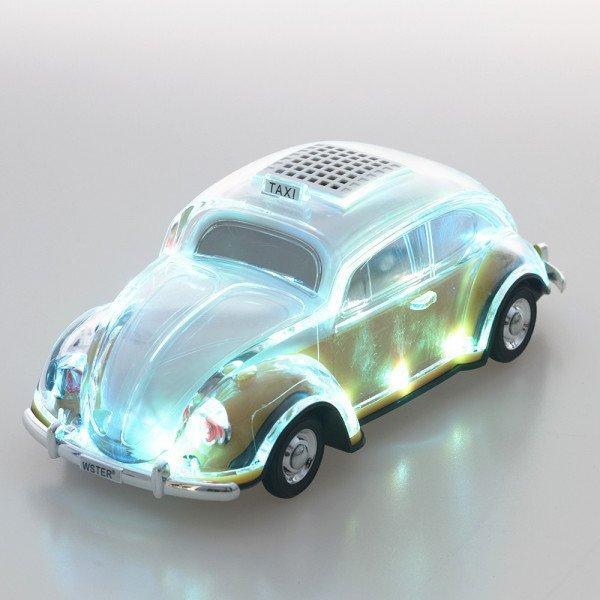 Crystal Clear Beetle Style Design Taxi Car Portable Bluetooth Speaker KIWS1937 for Phone, Device, Music, USB - Yellow
