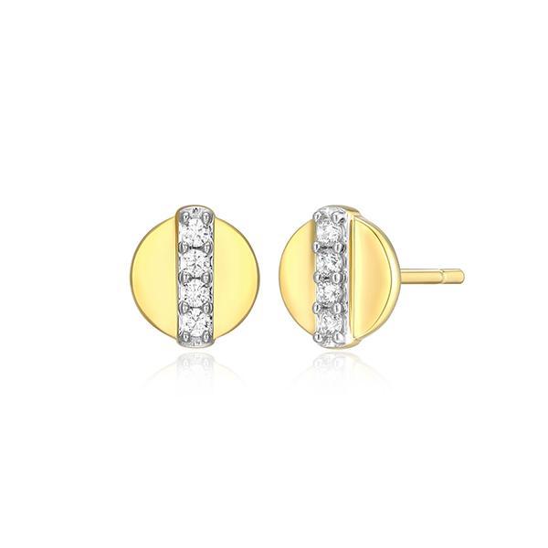 CJ Monte sterling silver lab­-created diamond polished disk stud earrings