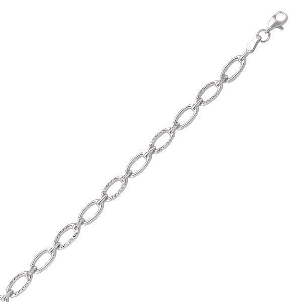 10K Silver Oval Shaped Link Bracelet