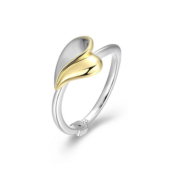 RR4LAKCA0-2T-7 Sterling Silver AMOUR High Polish Heart Two Tone Ring Size 7