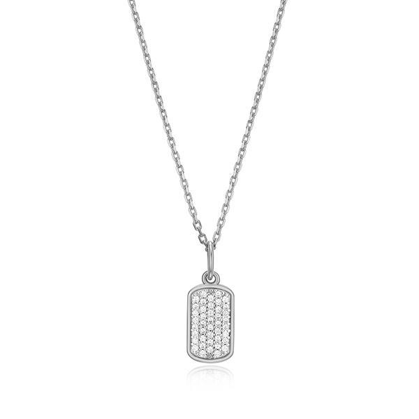 CJ Monte sterling silver lab­created diamond tag necklace