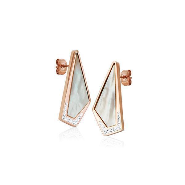 CJ Steelx Mother of Pearl Geometric Earrings - Rose Gold