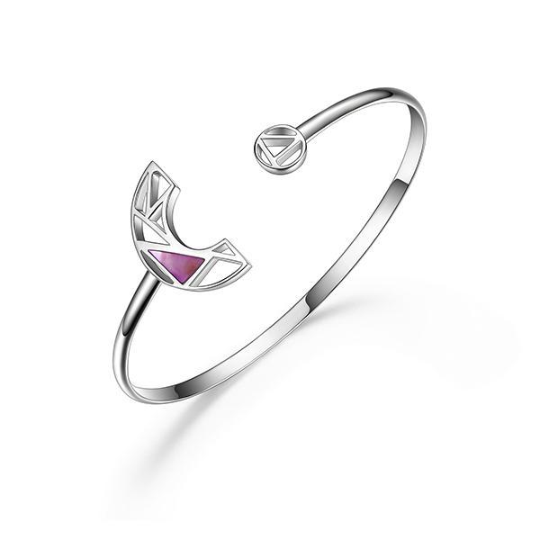 BR1LACSB-W-6.75 Charisma Mother of Pearl Crescent Cuff Size 6.75