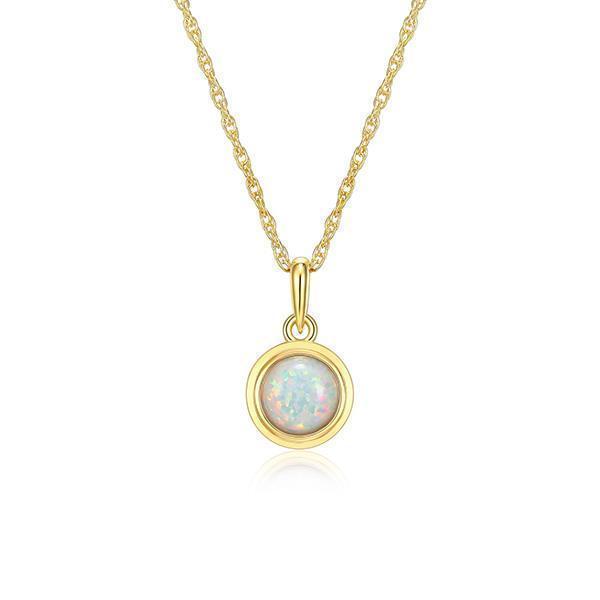 Celebration Gems 6mm Genuine Opal North Star OCT Birthstone Necklace - Gold