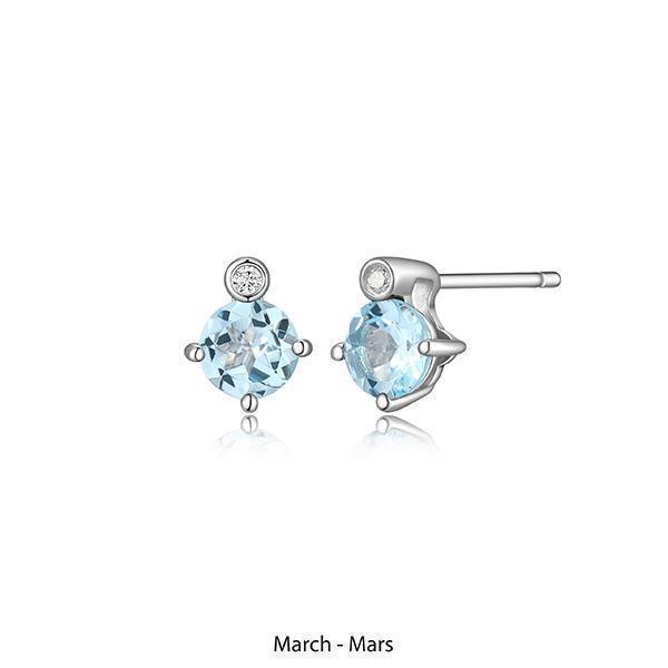 ER2LCQ9-MAR "Birthstone" March (Topaz) and Lab Grown Diamond Earrings