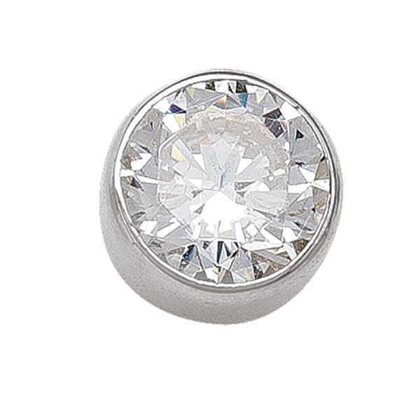 10K Silver Round Cubic Zirconia Stud Earrings