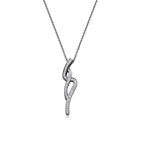 CJ Steelx Spiral Crystal Pendant - Silver