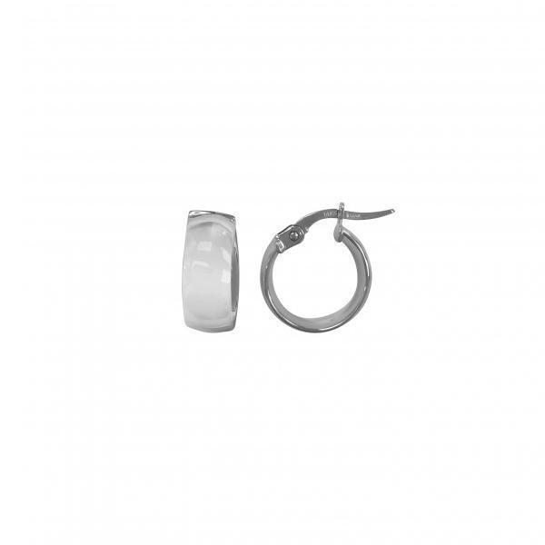 14K White Gold Domed Hoop Earrings - 1.3 gm