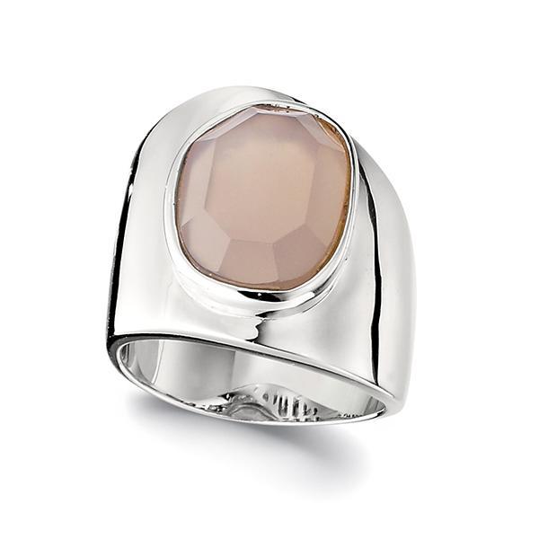 RR4L836AB-W-6 Sterling Silver Sugar Melon Grey Agate Ring Size 6