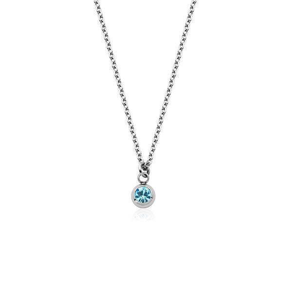 CJ Steelx Carded "March" Aquamarine Crystal Necklace - Silver