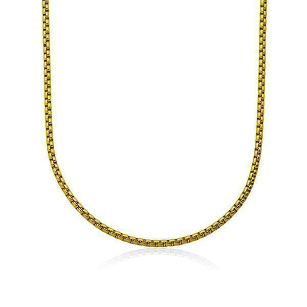 STEELX 3mm Round Box Chain Necklace - Gold