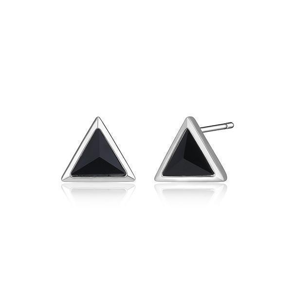 ER2LCHD-W "Spatial" Sterling Silver Agate Triangle Earrings