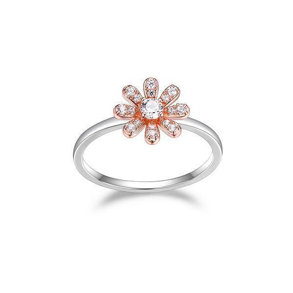 Diamondlite Cubic Zirconia Daisy Flower Ring - Rose Gold - Size 7