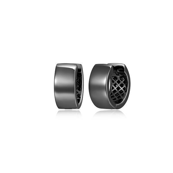 Sterling silver CJ Ethos BASIC gun color 13mm hoop earrings