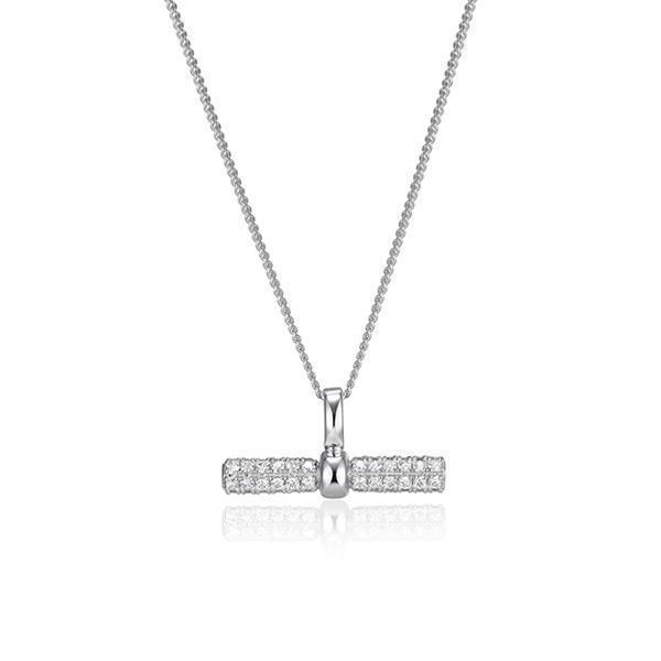 Diamondlite Cubic Zirconia Pave T-bar Pendant - Silver