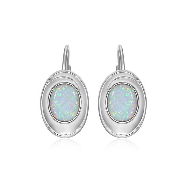 ER2LCSZ39-W Sterling Silver SWIRL Created Opal Leverback Earrings