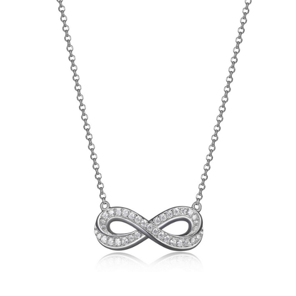 NR0LBFP0-W Scintillation Cubic Zirconia Infinity Pendant Necklace