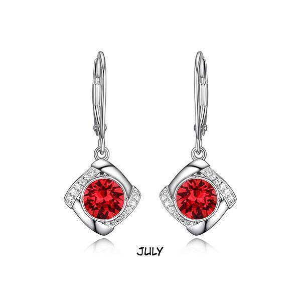 ER2LCEZ-JUL JULY "Birthstone" (Light Siam) and Signity Cubic Zirconia with Lever Back Earrings