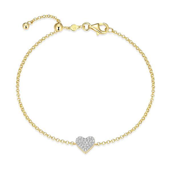 CJ Monte sterling silver lab­created diamond adjustable pave heart bracelet