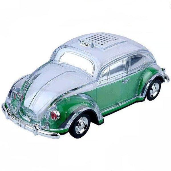 Crystal Clear Beetle Style Design Taxi Car Portable Bluetooth Speaker KIWS1937 for Phone, Device, Music, USB - Green