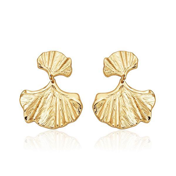 CJ STEELX Textured Seashell Drop Statement Earrings - Gold
