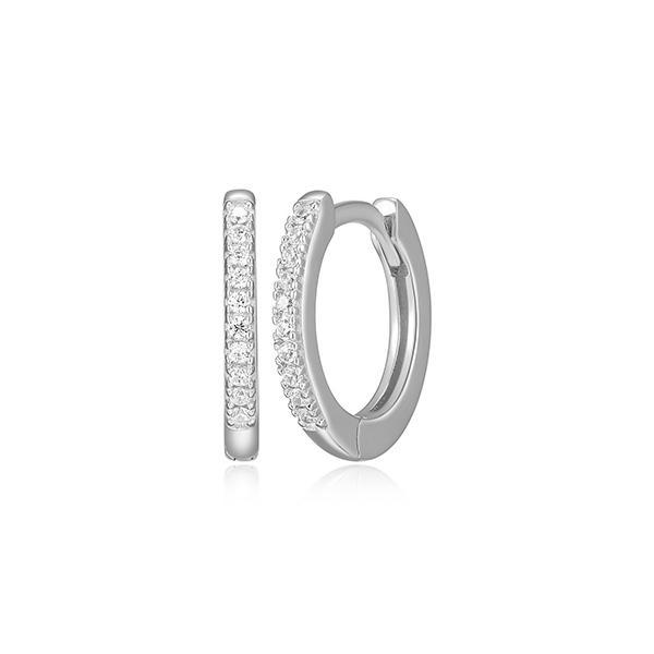 CJ Monte sterling silver lab­-created diamond13mm half­ eternity huggie hoop earrings