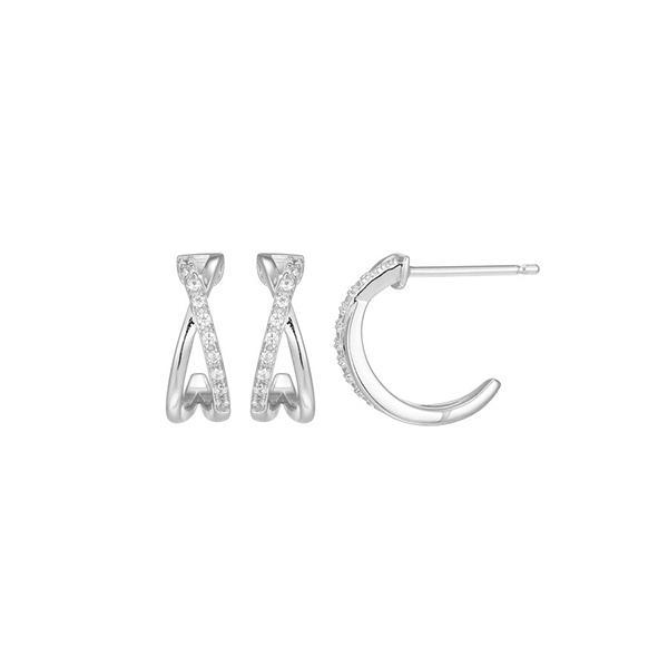 CJ Monte sterling silver lab­-created diamond Criss Cross half hoop earrings
