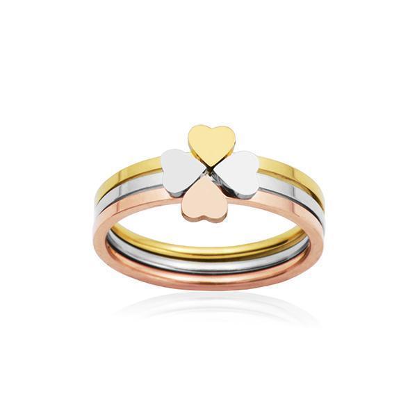 CJ Steelx Set of 3 clover/heart ring - Size 7