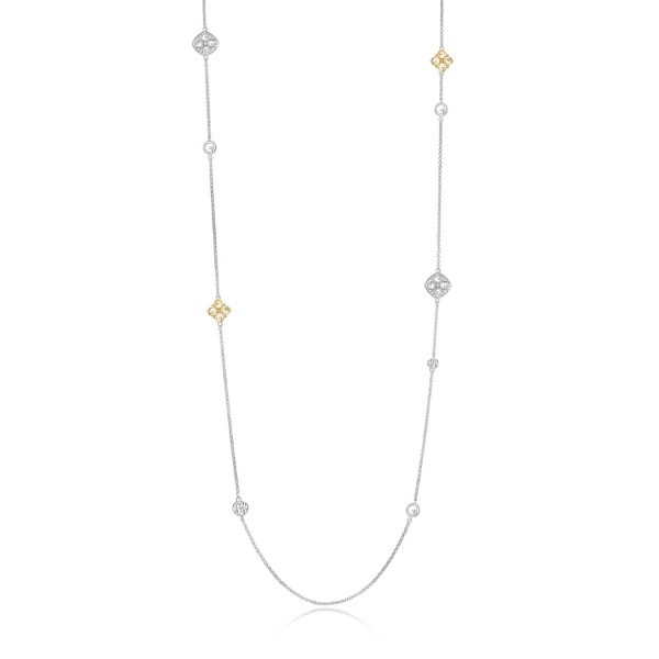 NR0LBLN9-2T Venice Filigree Two Tone Station Necklace