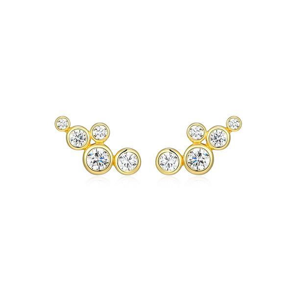 E32AUTM00-Y Sterling Silver Diamondlite Cubic Zirconia Round Bezel Bubbles Stud Earrings