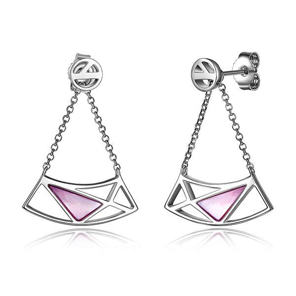 ER2LC7DBB-W Sterling Silver Dyed Purple Mother of Pearl Crescent Chain Post Earrings