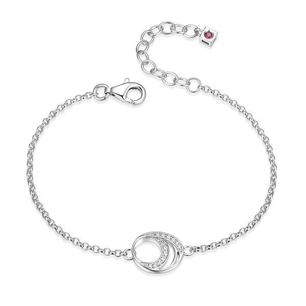 BR1LAQQ00-W-6.5 Sterling Silver BETWEEN Cubic Zirconia Oval Double Swirl Bracelet Size 6.5