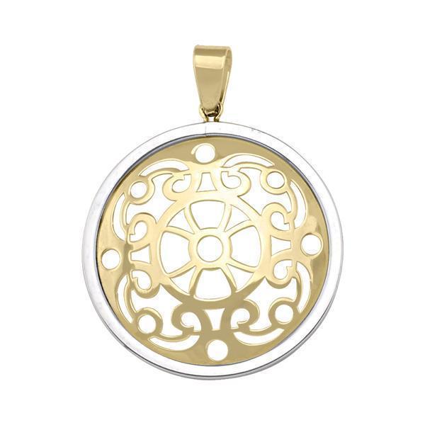 10K Gold and Silver Round Pendant