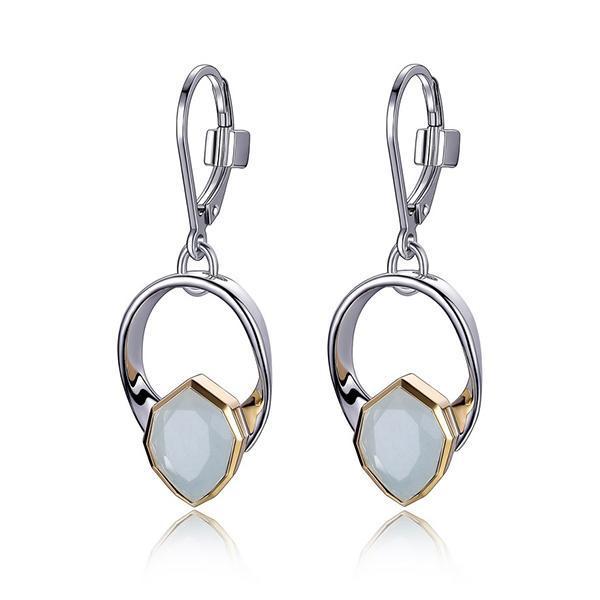 ER2LC5WEZ-2T Sterling Silver Dyed Aqua Quartzite Leverback Two Tone Earrings