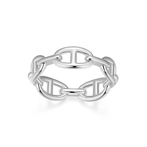RR4ATR7A0-W-8 Sterling Silver Marine Link Ring Size 8
